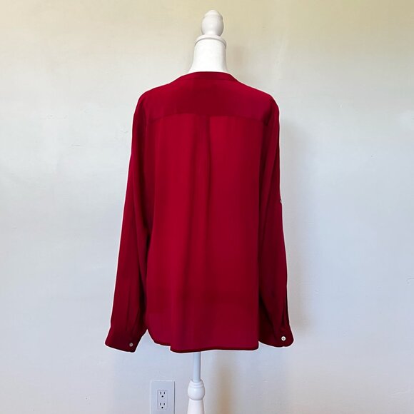 Banana Republic 100% Silk Blouse Oxblood Red Luxe Minimalist Capsule Wardrobe - Picture 3 of 11